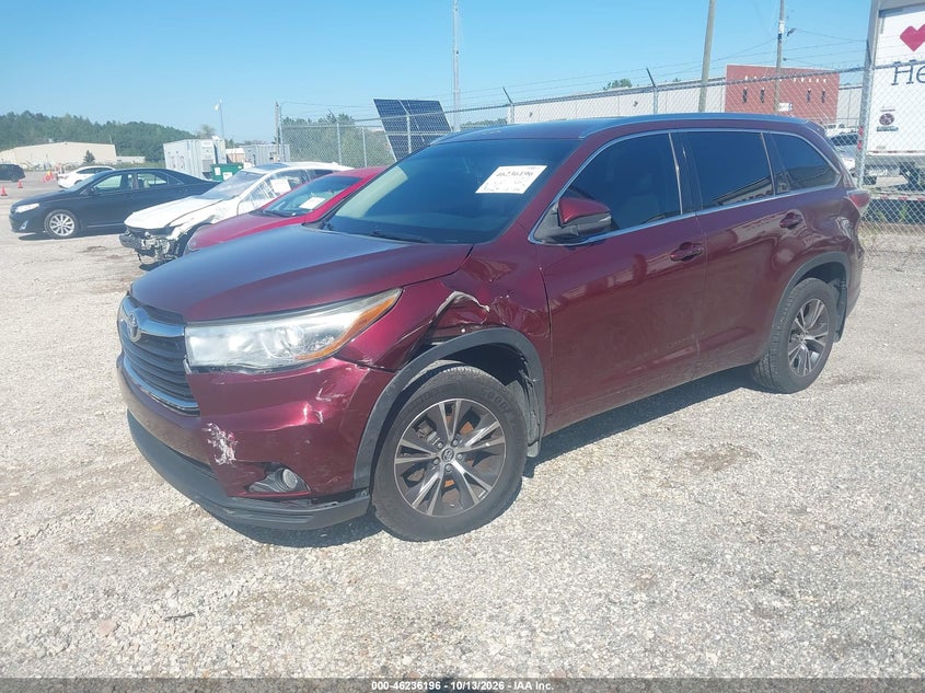 Vin: 5tdjkrfh3gs326401, lot: 46736190, toyota highlander xle v6 20162