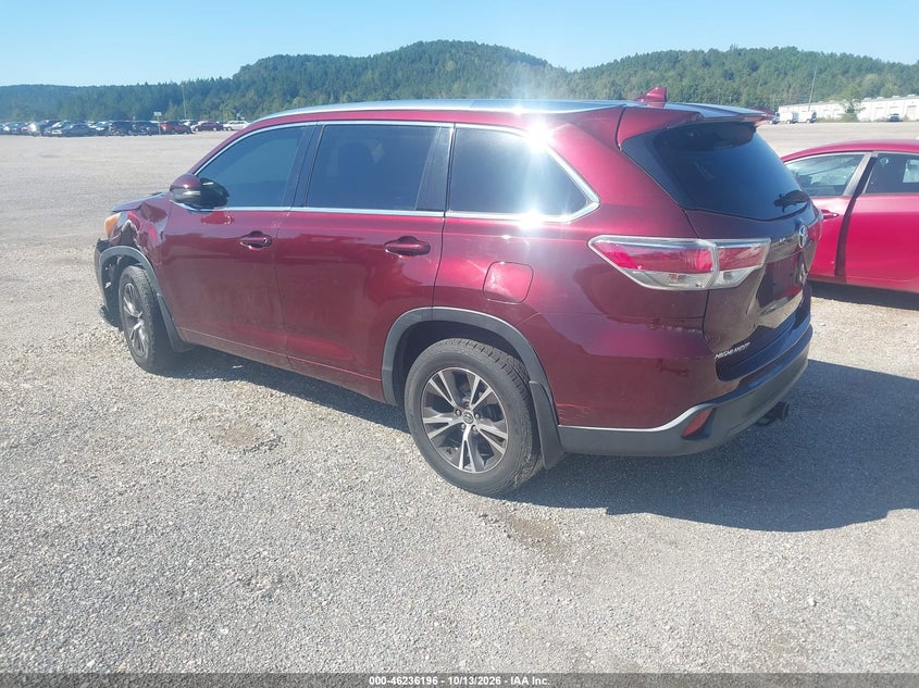 Vin: 5tdjkrfh3gs326401, lot: 46736190, toyota highlander xle v6 20163