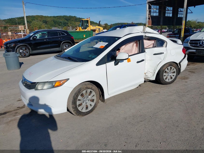 2012 Honda Civic Lx, Левый бок, IAAI, VIN 2HGFB2F5XCH562038 — фото 2