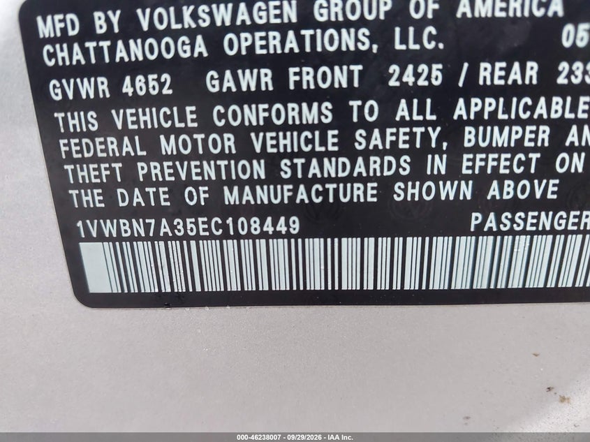 2014 VOLKSWAGEN PASSAT 2.0L TDI SE · Фото 9