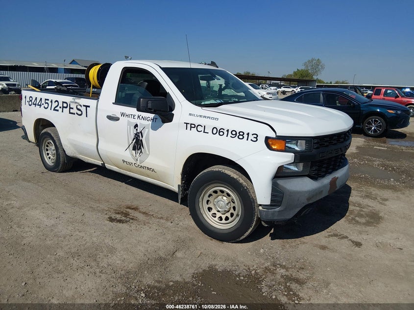 Vin: 3gcnwaeh2kg307418, lot: 46738755, chevrolet silverado 1500 work truck 20191
