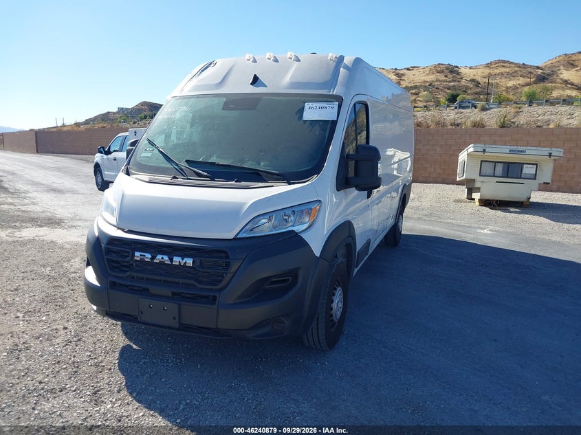 Vin: 3c6mrvjg3re110830, lot: 46740873, ram promaster 3500 cargo van tradesman high roof 159 wb ext w/pass seat 20242