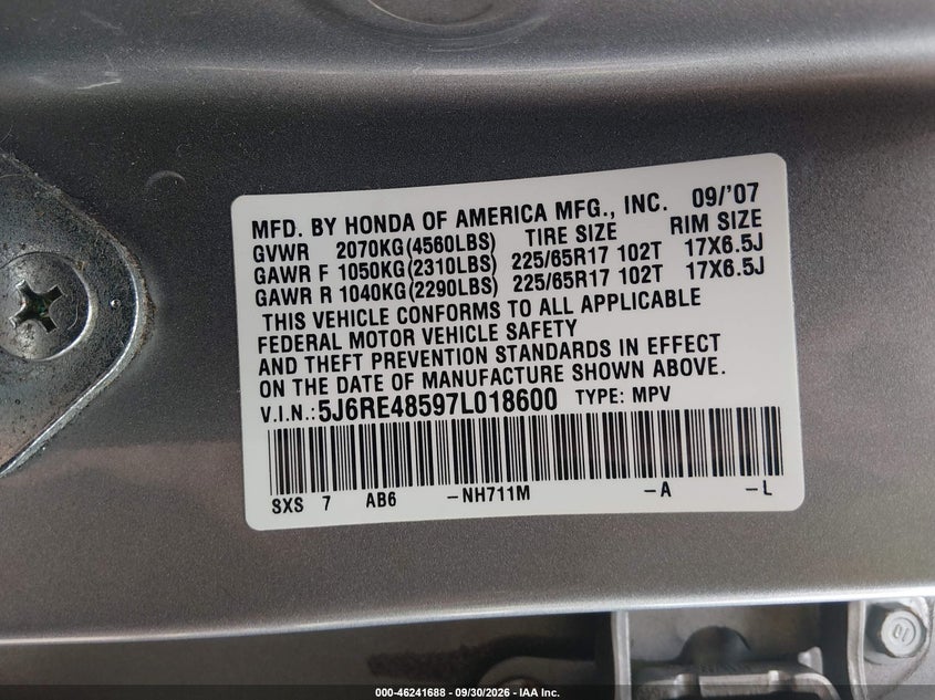 2007 HONDA CR-V EX · Фото 9