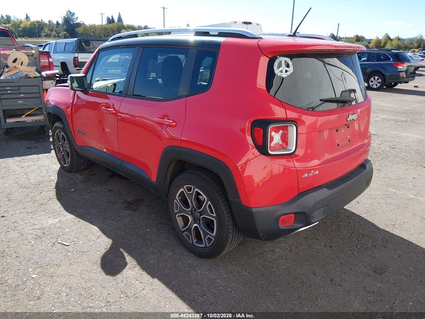 Vin: zaccjbdt0fpb68531, lot: 46743361, jeep renegade limited 20153