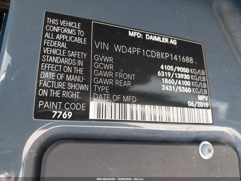 2019 MERCEDES-BENZ SPRINTER 2500 HIGH ROOF V6 · Фото 9