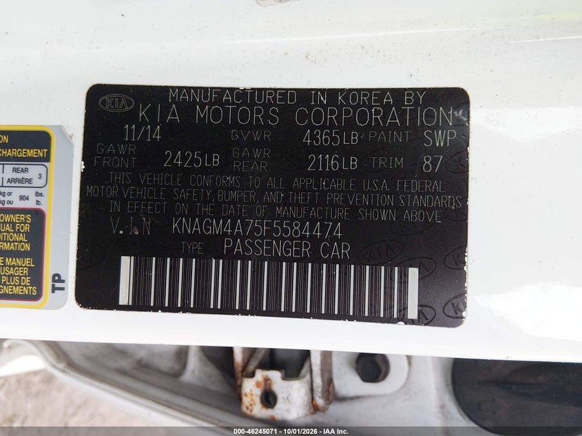 2015 KIA OPTIMA LX · Фото 9