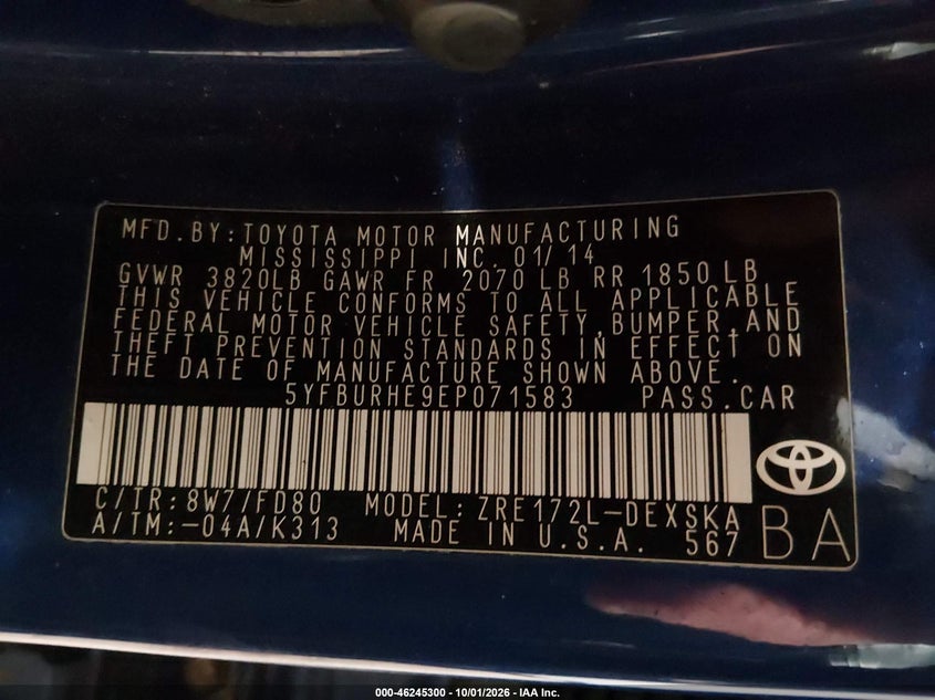 2014 TOYOTA COROLLA S · Фото 9
