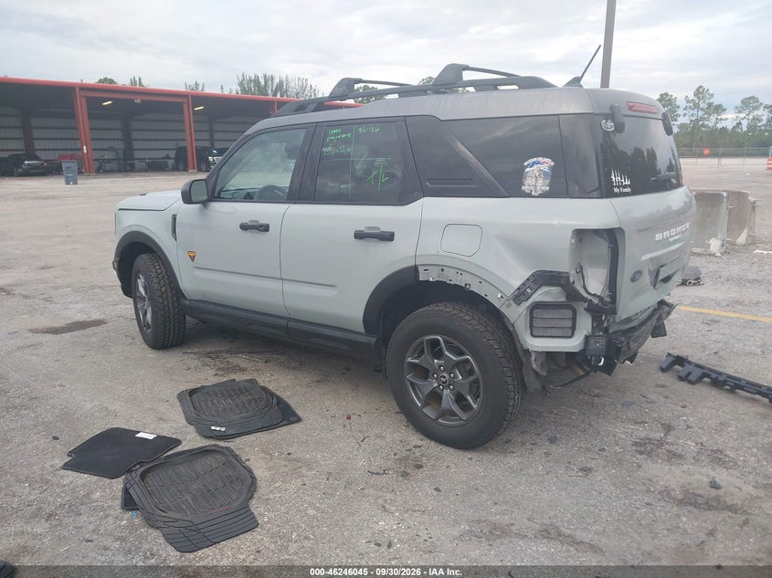 Vin: 3fmcr9d94mrb33698, lot: 46746071, ford bronco sport badlands 20213