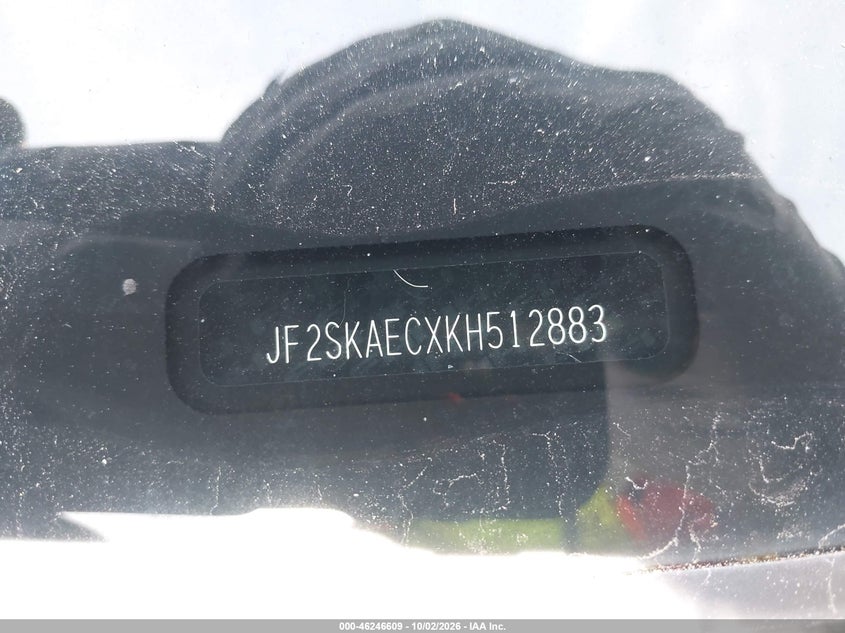 SUBARU FORESTER 2019 VIN JF2SKAECXKH512883