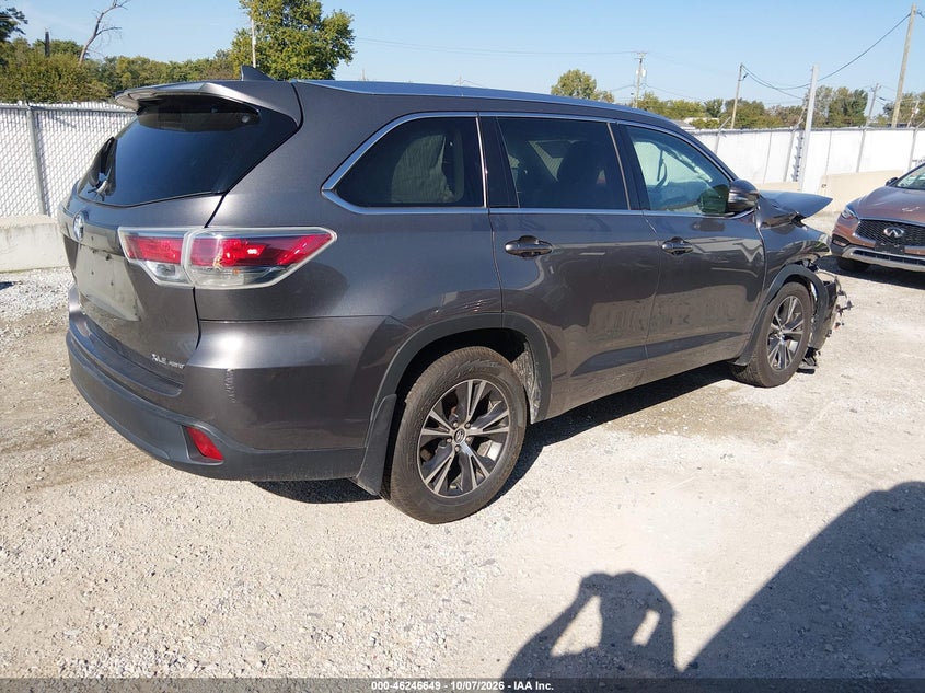 Vin: 5tdjkrfh4gs268850, lot: 46746675, toyota highlander xle v6 20164