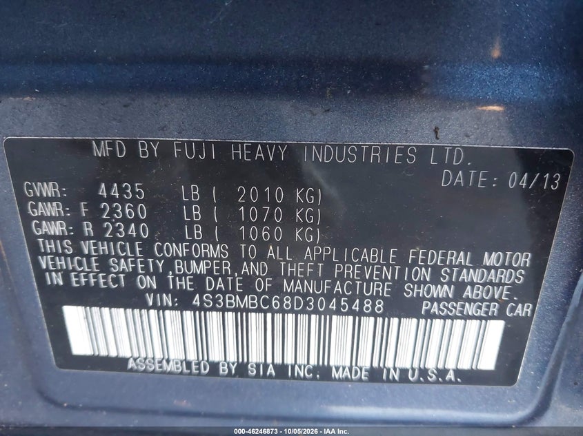 2013 SUBARU LEGACY 2.5I PREMIUM · Фото 9
