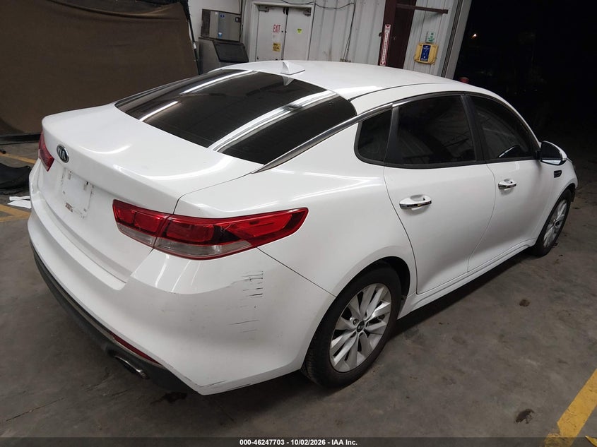 Vin: 5xxgt4l31gg068075, lot: 46747729, kia optima lx 20164