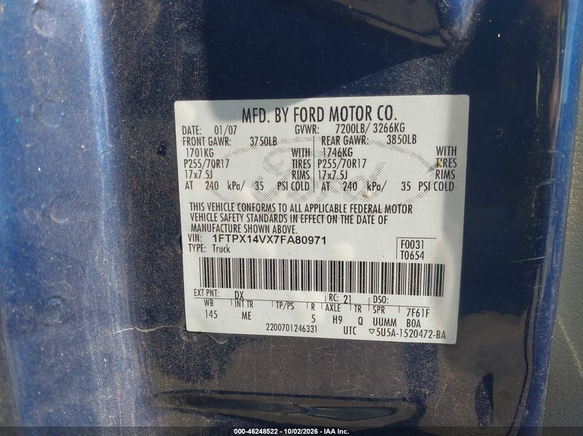 2007 FORD F-150 FX4/LARIAT/XL/XLT · Фото 9
