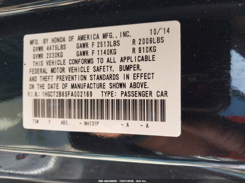 2015 HONDA ACCORD EX-L V-6 · Фото 9
