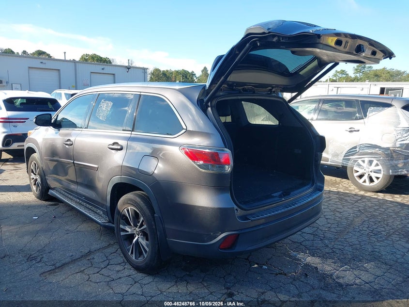 Vin: 5tdjkrfh6gs309611, lot: 46748792, toyota highlander xle v6 20163