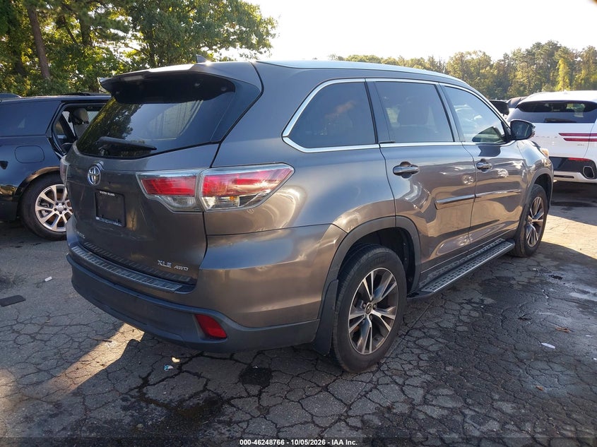Vin: 5tdjkrfh6gs309611, lot: 46748792, toyota highlander xle v6 20164