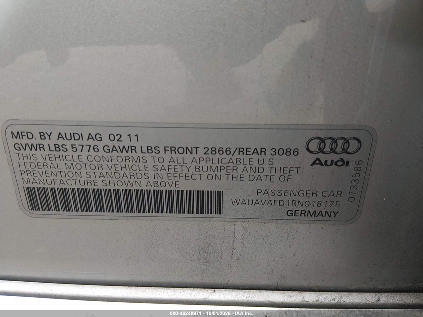 2011 AUDI A8 4.2 (TIPTRONIC) · Фото 9