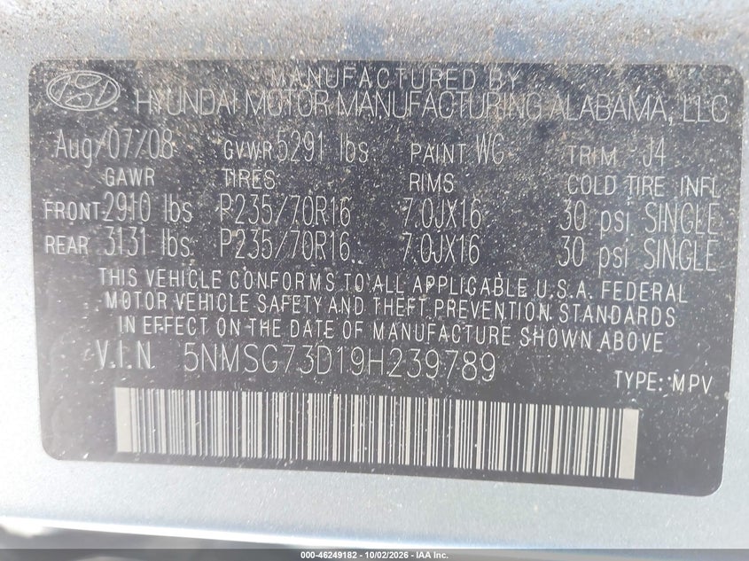 2009 HYUNDAI SANTA FE GLS · Фото 9