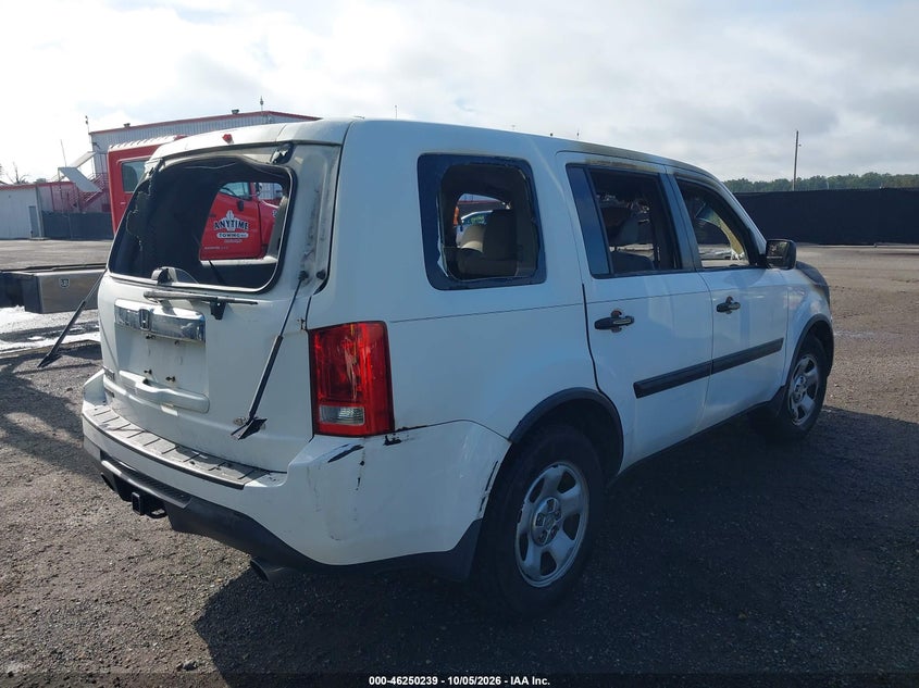 Vin: 5fnyf4h21cb007107, lot: 46750265, honda pilot lx 20124