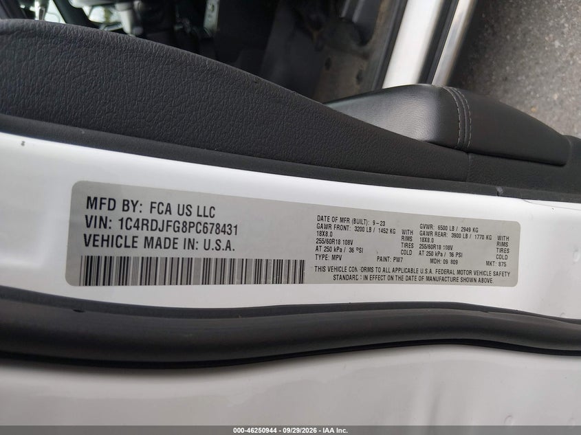 DODGE DURANGO 2023 VIN 1C4RDJFG8PC678431