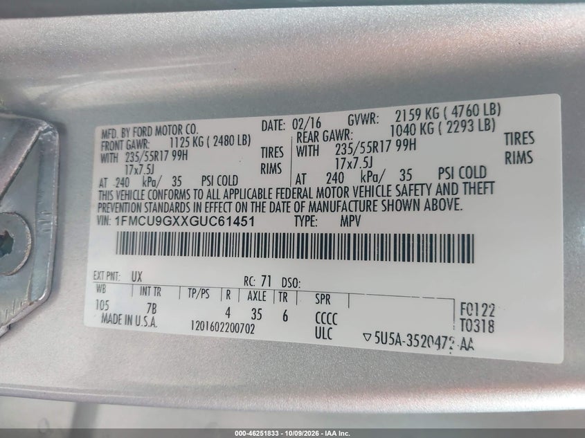 2016 FORD ESCAPE SE · Фото 9