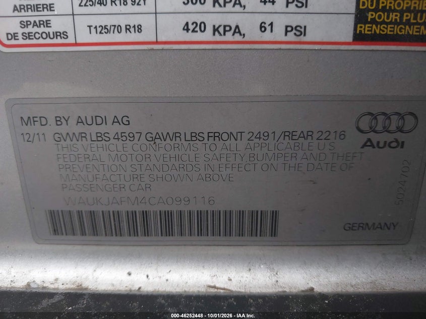 2012 AUDI A3 2.0 TDI PREMIUM · Фото 9