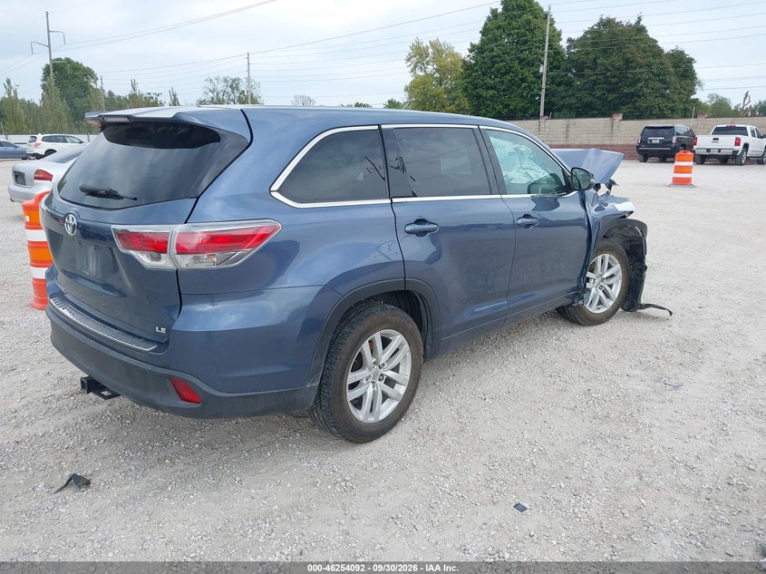 Vin: 5tdzkrfh0fs116016, lot: 46754118, toyota highlander le v6 20154