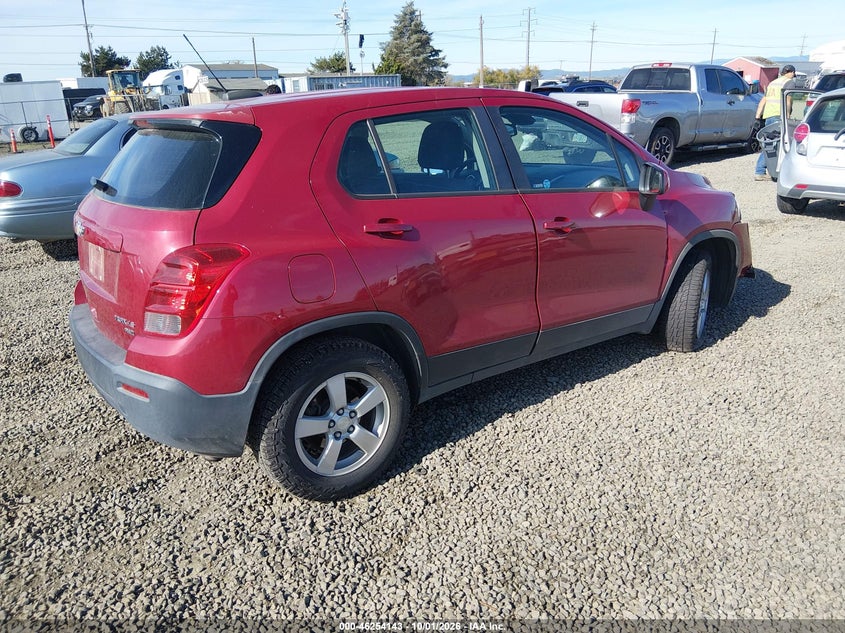 Vin: kl7cjpsb9fb224282, lot: 46754169, chevrolet trax 1ls 20154