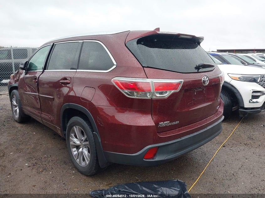 Vin: 5tdkkrfh7fs056303, lot: 46754538, toyota highlander xle v6 20153