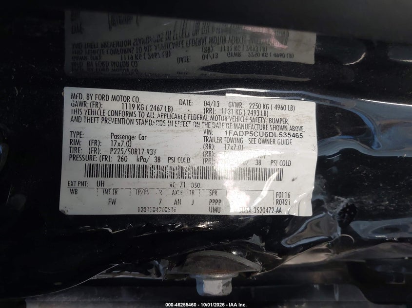 FORD C-MAX ENERGI 2013 VIN 1FADP5CU6DL535465