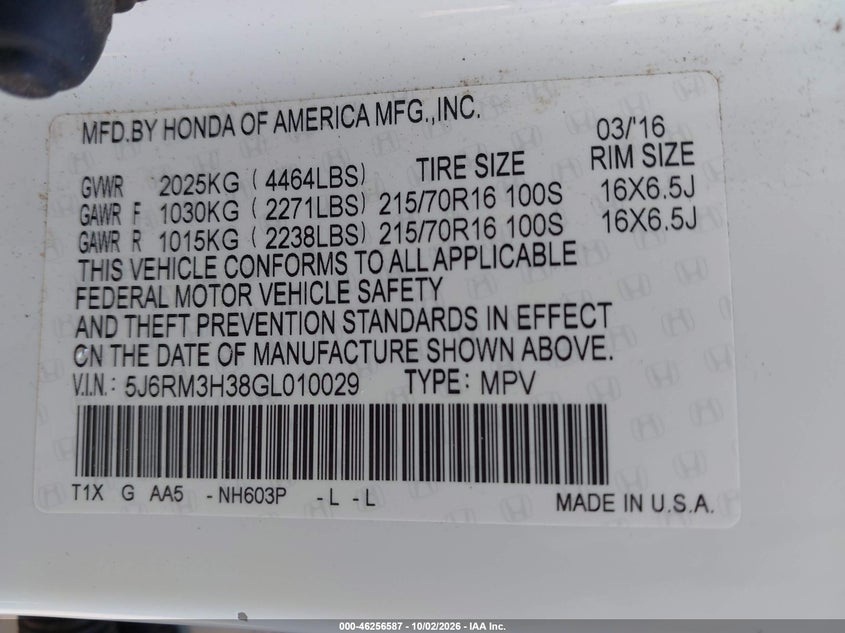 2016 HONDA CR-V LX · Фото 9