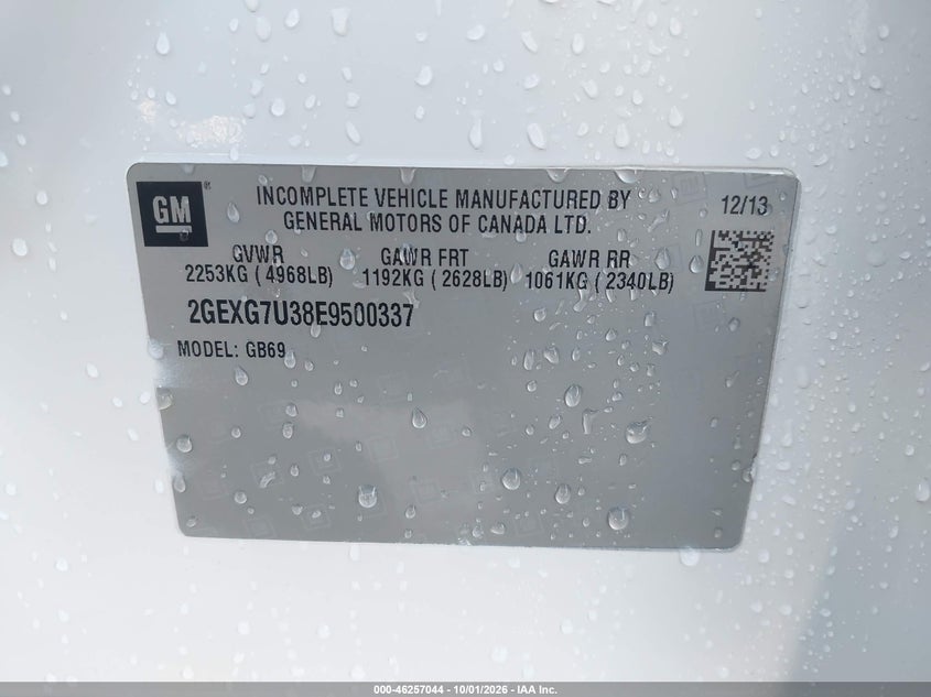 CADILLAC XTS 2014 VIN 2GEXG7U38E9500337