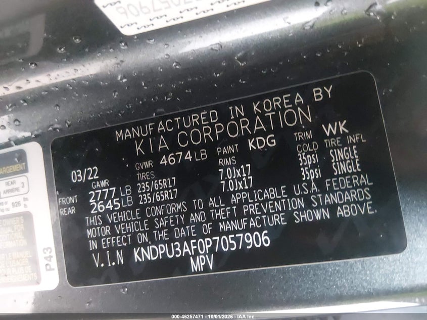 KIA SPORTAGE 2023 VIN KNDPU3AF0P7057906