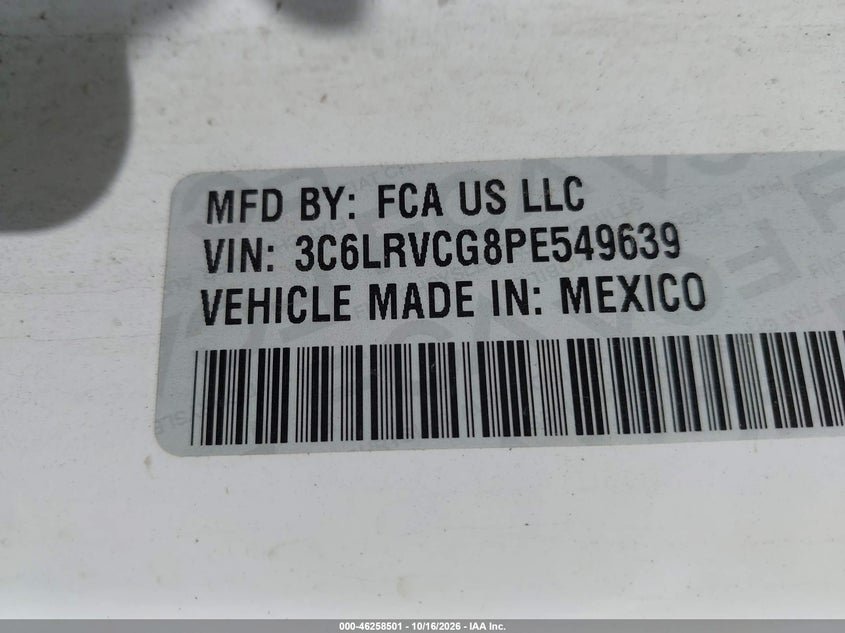 RAM PROMASTER 2500 2023 VIN 3C6LRVCG8PE549639