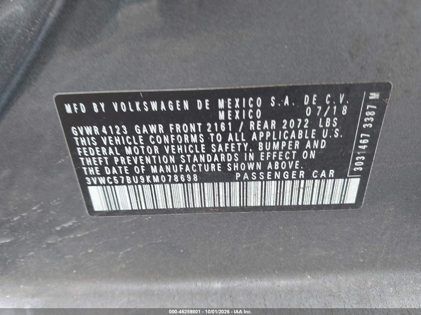 2019 VOLKSWAGEN JETTA 1.4T R-LINE/1.4T S/1.4T SE · Фото 9