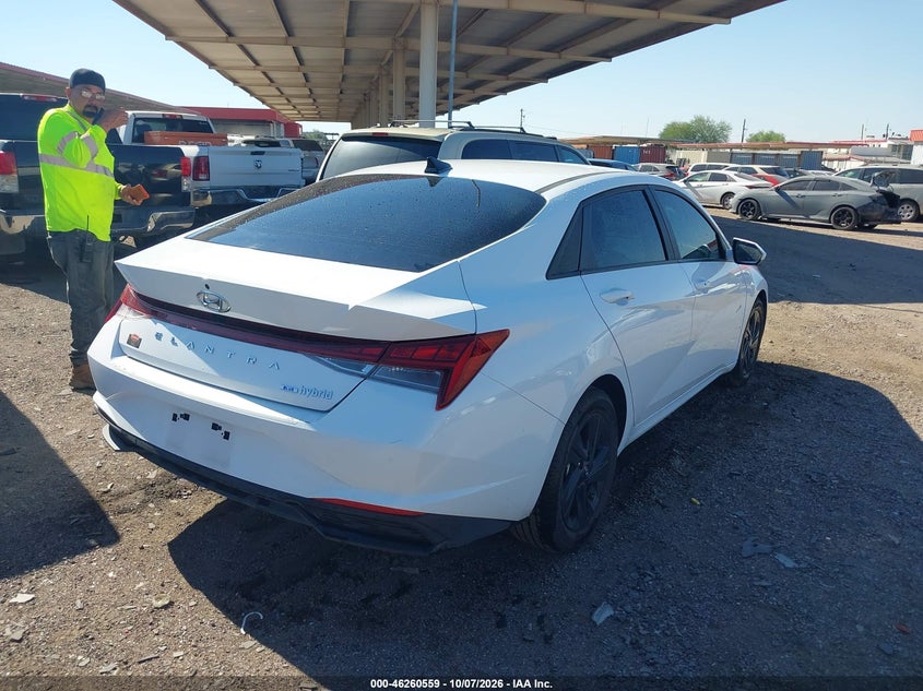 Vin: kmhlm4ajxmu007919, lot: 46760628, hyundai elantra hybrid blue 20214