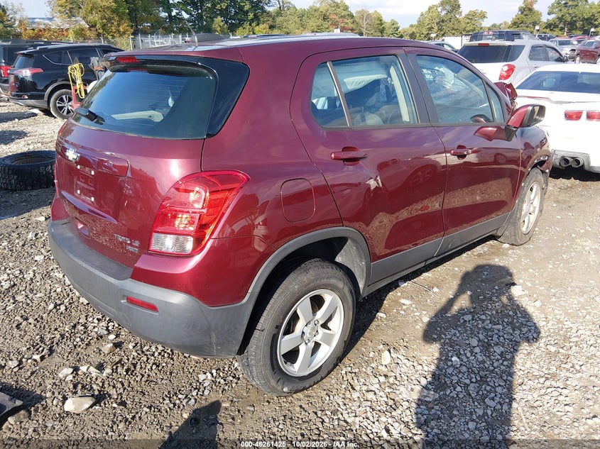 Vin: 3gncjnsb8gl249463, lot: 46761494, chevrolet trax 1ls 20164
