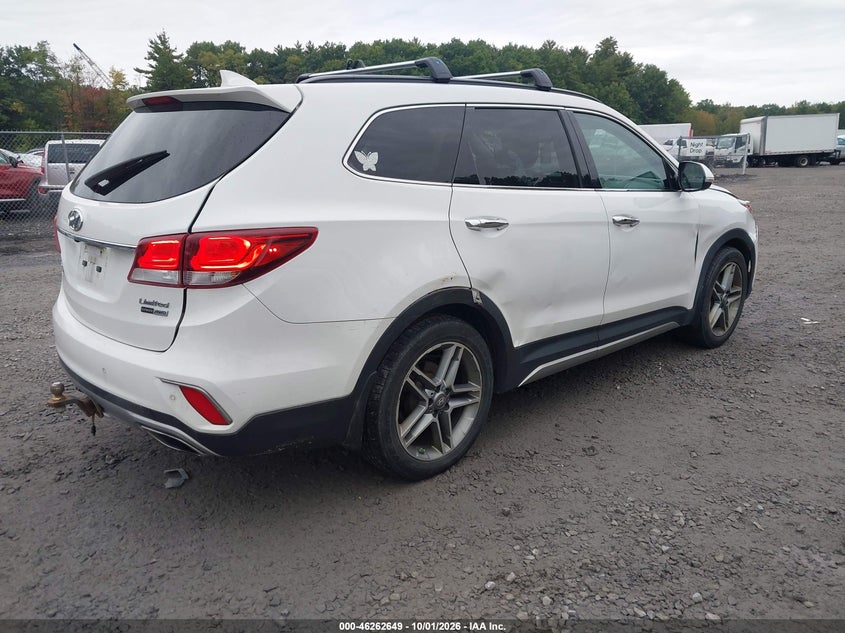 Vin: km8srdhf2hu237779, lot: 46762717, hyundai santa fe limited ultimate 20174