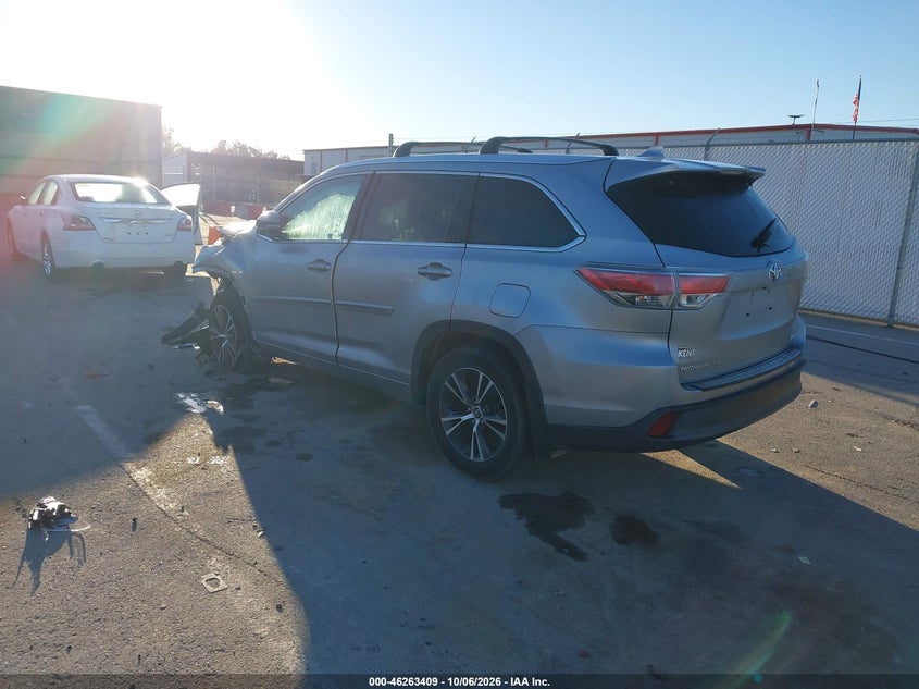 Vin: 5tdjkrfh4gs248694, lot: 46763478, toyota highlander xle v6 20163