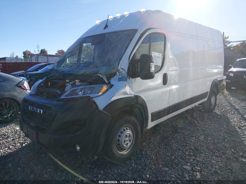 Vin: 3c6lrvdg7se521399, lot: 46763893, ram promaster 2500 tradesman high roof 159 wb w/pass seat 20252
