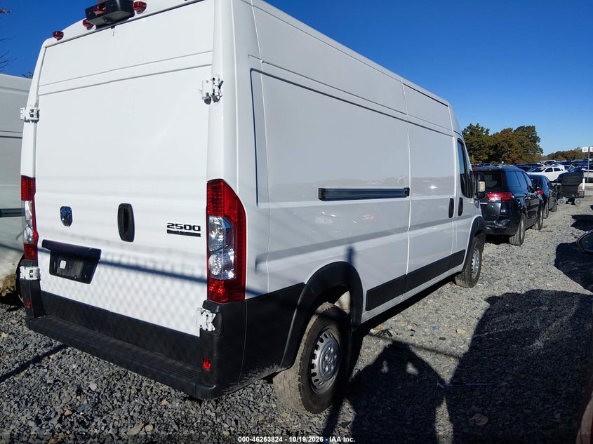 Vin: 3c6lrvdg7se521399, lot: 46763893, ram promaster 2500 tradesman high roof 159 wb w/pass seat 20254