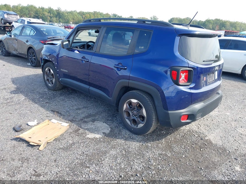 Vin: zaccjaab5hpg03998, lot: 46763957, jeep renegade sport fwd 20173