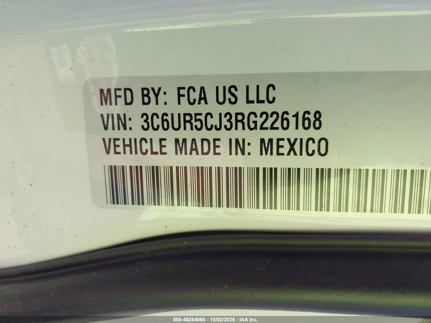 RAM 2500 2024 VIN 3C6UR5CJ3RG226168