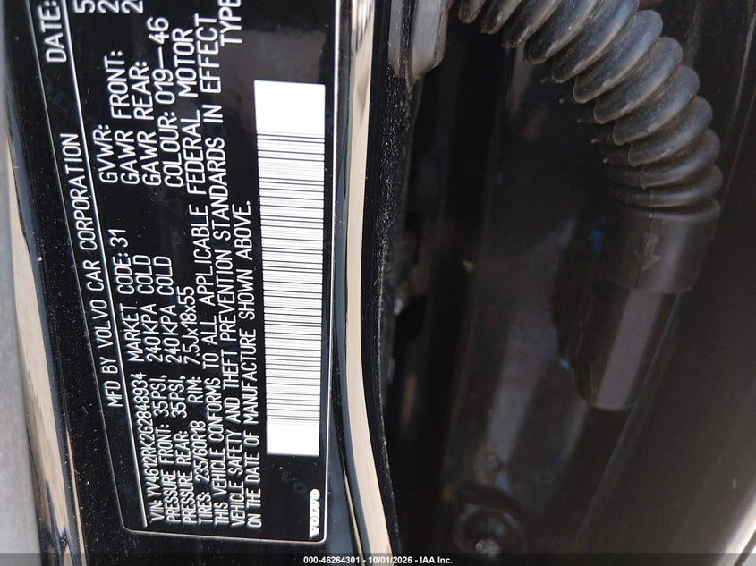 VOLVO XC60 2016 VIN YV4612RK2G2848934