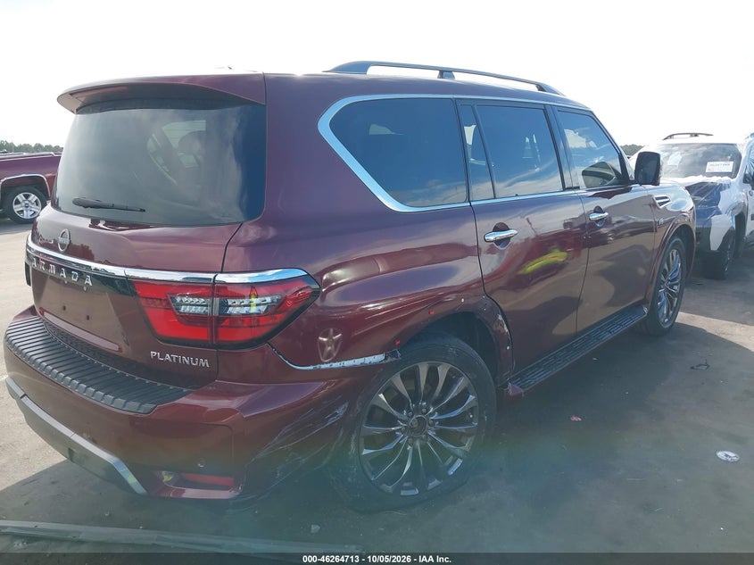 Vin: jn8ay2db8m9792652, lot: 46764792, nissan armada platinum 4wd 20214