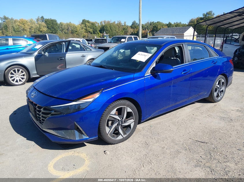 Vin: kmhlp4ag2mu115933, lot: 46765496, hyundai elantra limited 20212