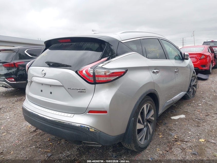 Vin: 5n1az2mh6gn164805, lot: 46765865, nissan murano platinum 20164