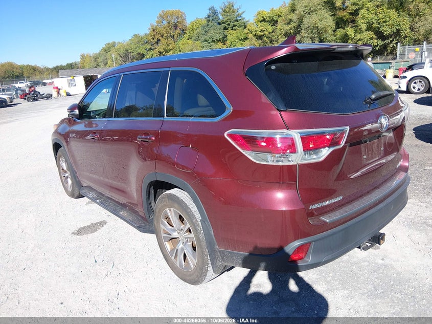 Vin: 5tdjkrfh3es014446, lot: 46766135, toyota highlander xle v6 20143