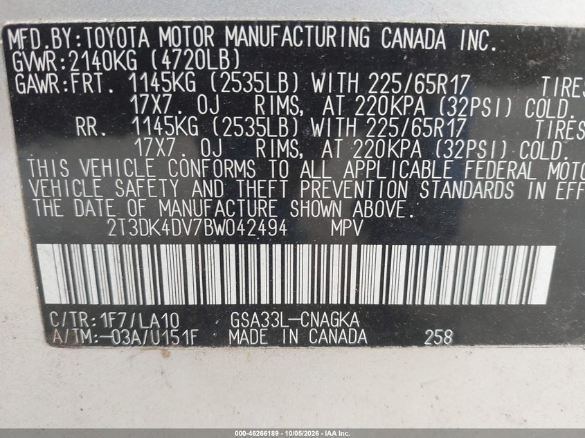 2011 TOYOTA RAV4 LIMITED V6 · Фото 9