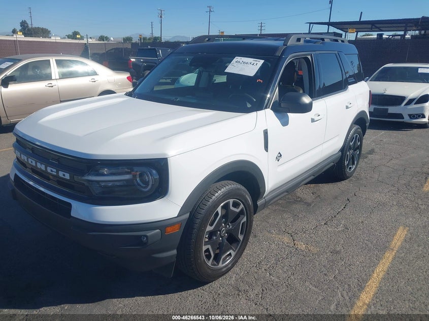 Vin: 3fmcr9c65nre12392, lot: 46766622, ford bronco sport outer banks 20222